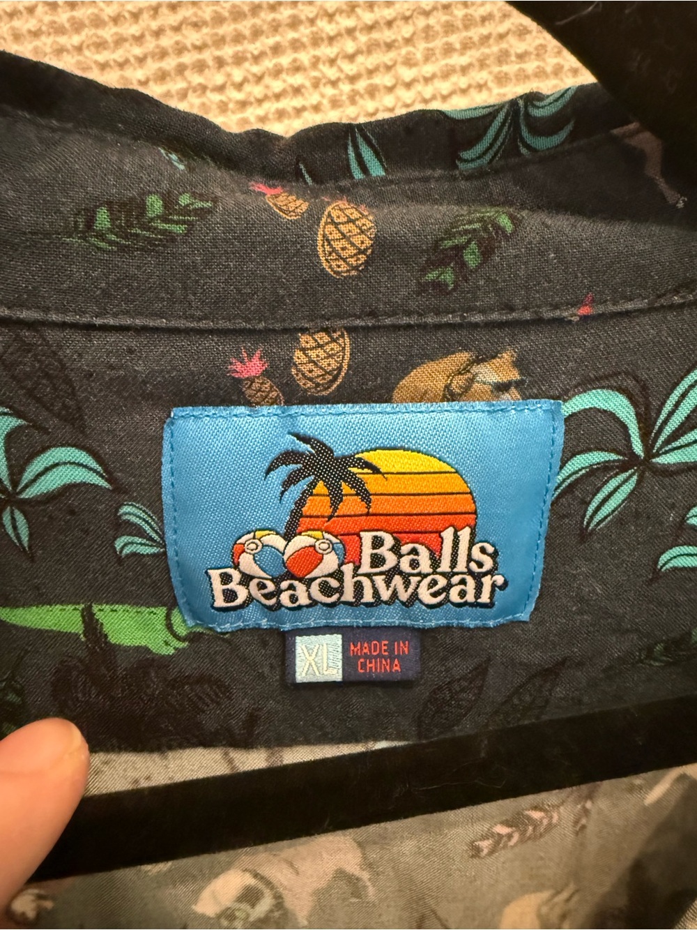 Balls Beachwear Black Tropical Animal Print Button-Up Shirt - Picture 2 of 4